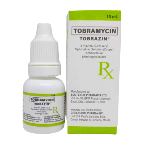 TOBRAZIN Tobramycin 3mg / ml Ophthalmic Solution (Drops) 10ml price in the Philippines MedsGo